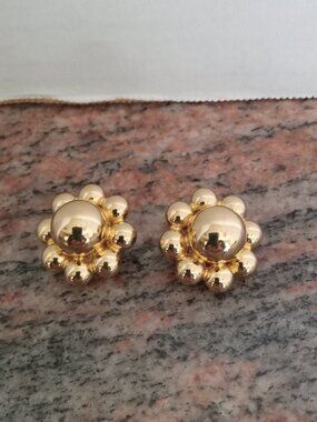 Vintage Christian Dior Clip on Gold Earrings